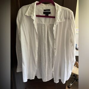 Tahari 100% Linen White Button-Up